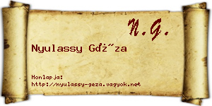 Nyulassy Géza névjegykártya